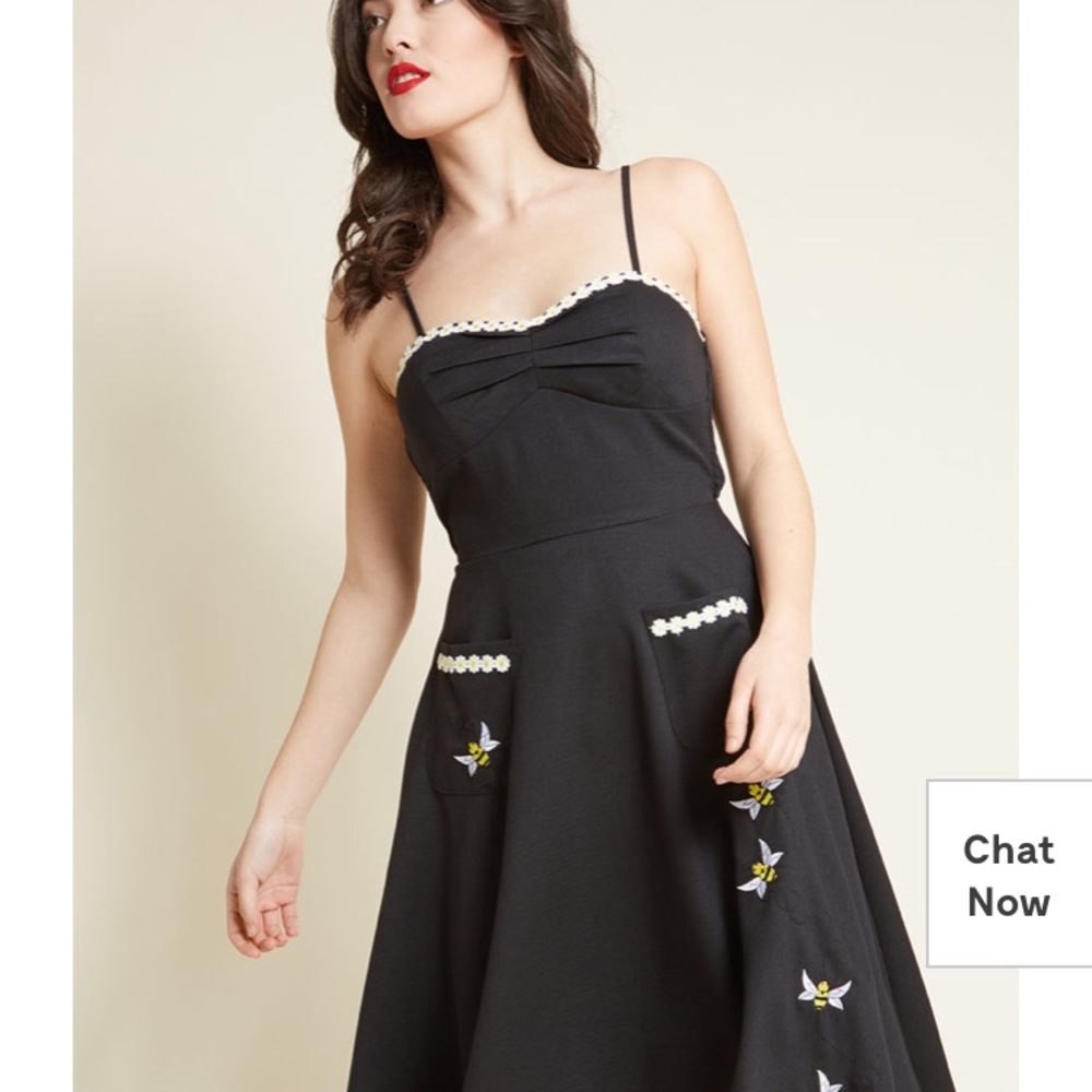 ModCloth Plaza Perfection Midi Dress in Black Bees